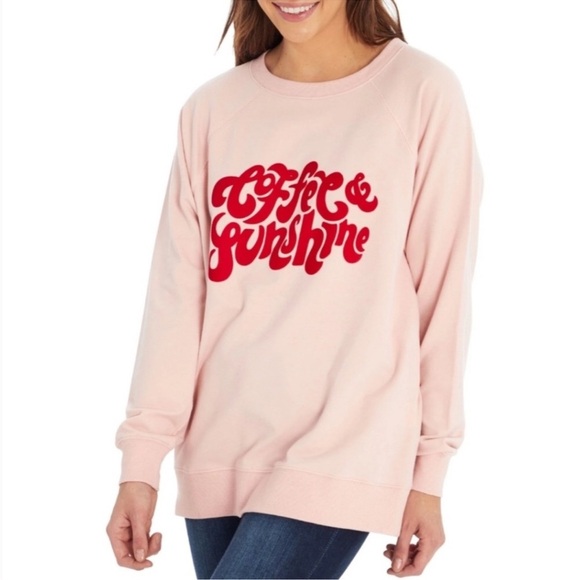 NWOT RARE Wildfox “Coffee & Sunshine” Pink & Red Pullover Size S - Picture 1 of 8